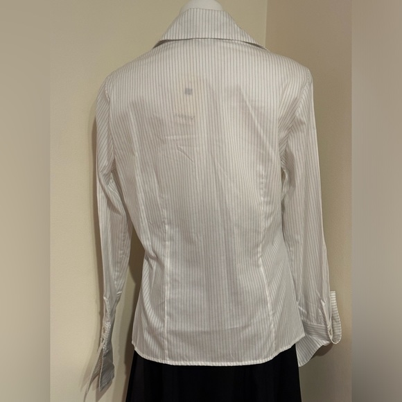 Farinaz Taghavi Mother Pearl Hidden Button Down Collared Extra Long Cuffs Sz 14 - Picture 8 of 16
